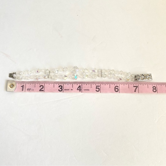 Vintage Aurora Borealis Crystal Bracelet Double Strand Rhinestone AB Iridescent - Picture 9 of 9
